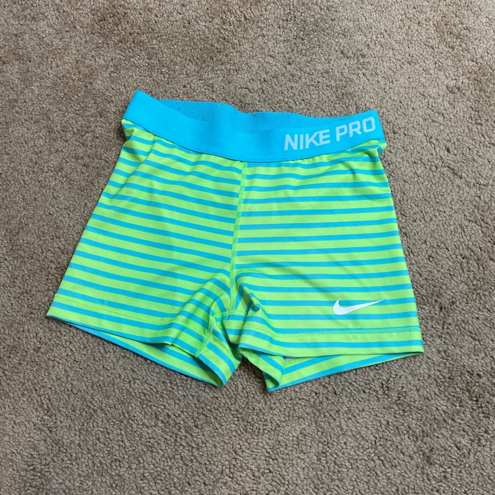 Nike Pro Spandex | Color: Neon Green/Blue | Size M
